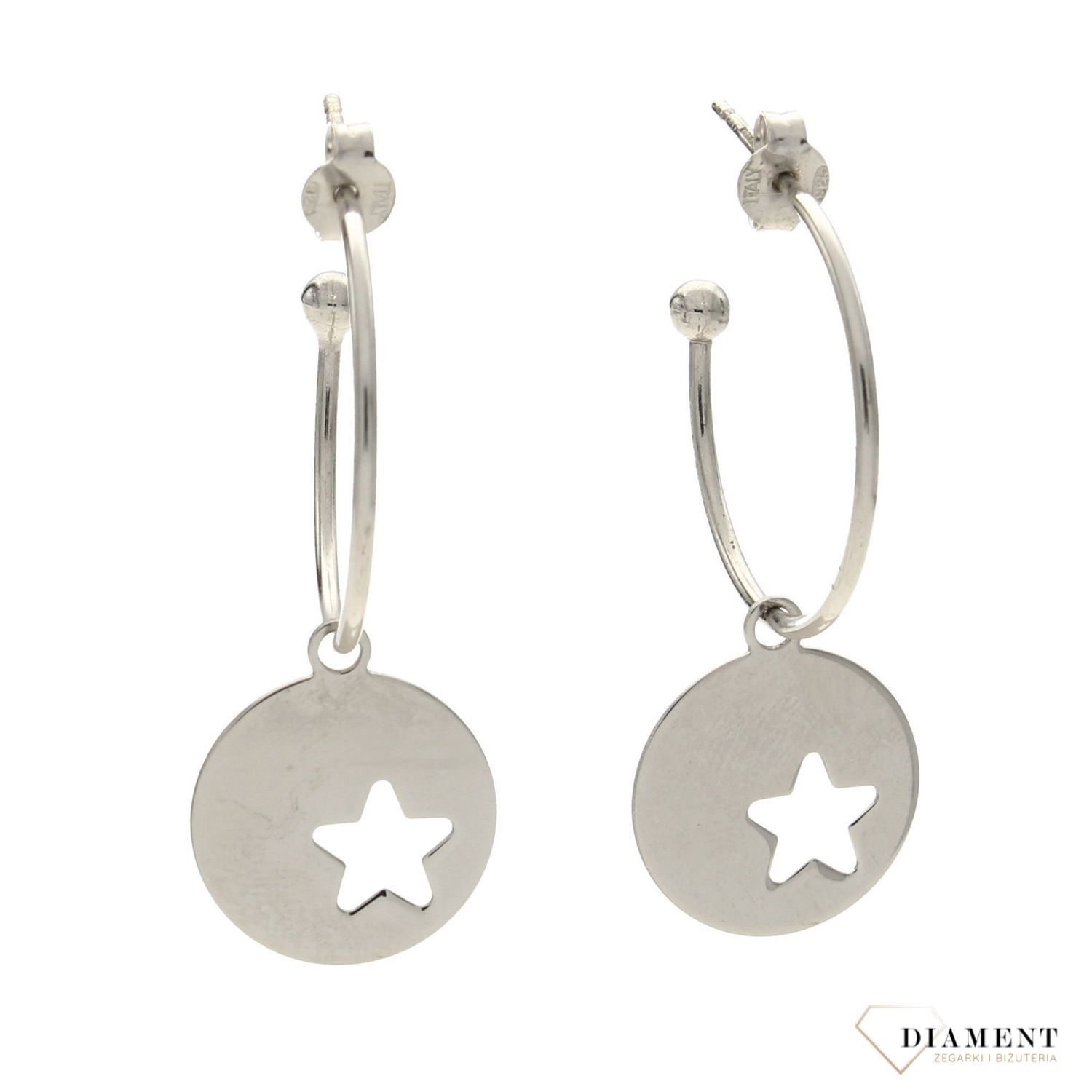 Kolczyki srebrne kółka z gwiazdkką Dall'Acqua OR RM 19893 060.jpg